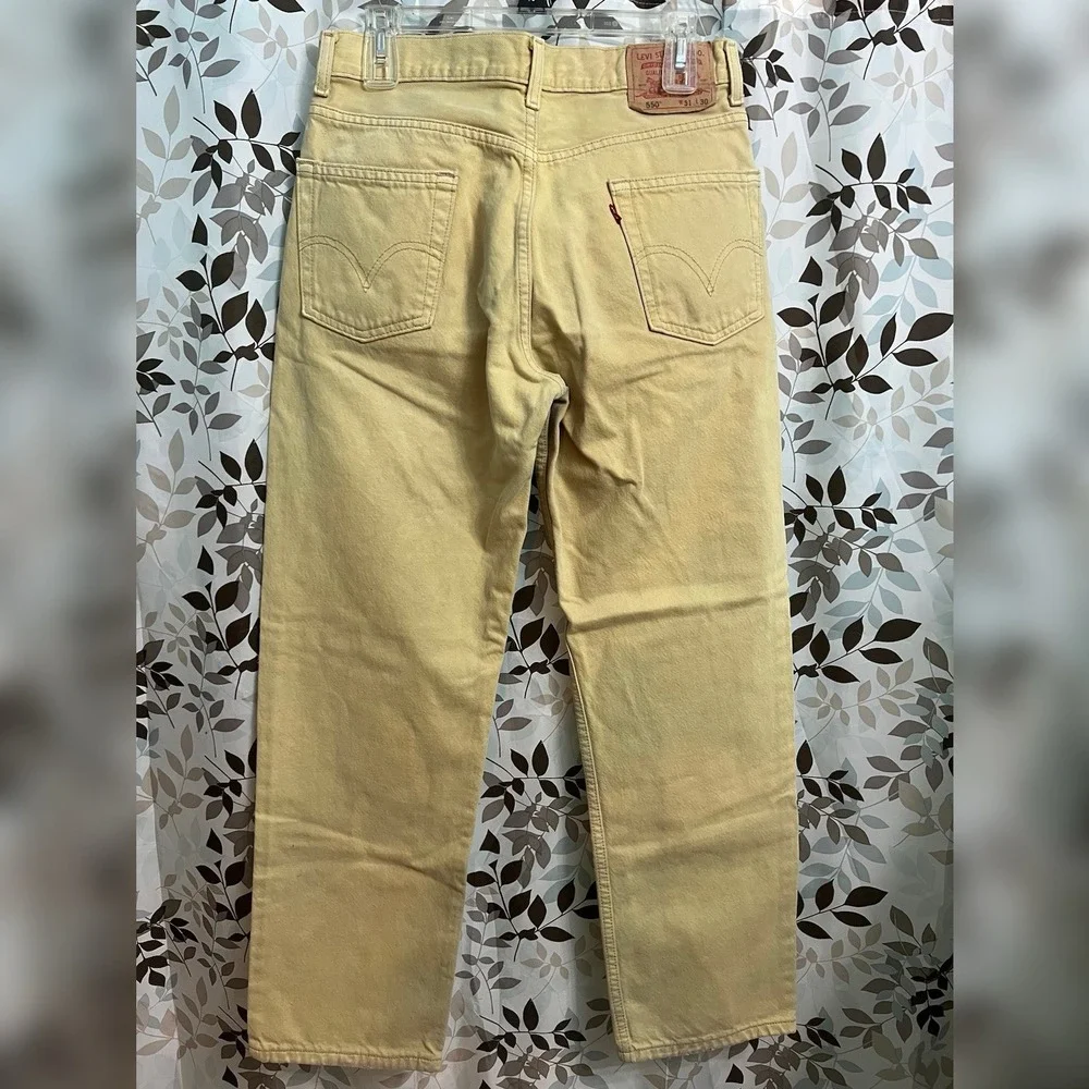Vintage Levis 550 Jeans Mens 32 Relaxed Fit Y2K Straight Denim 2003 Beige Gold